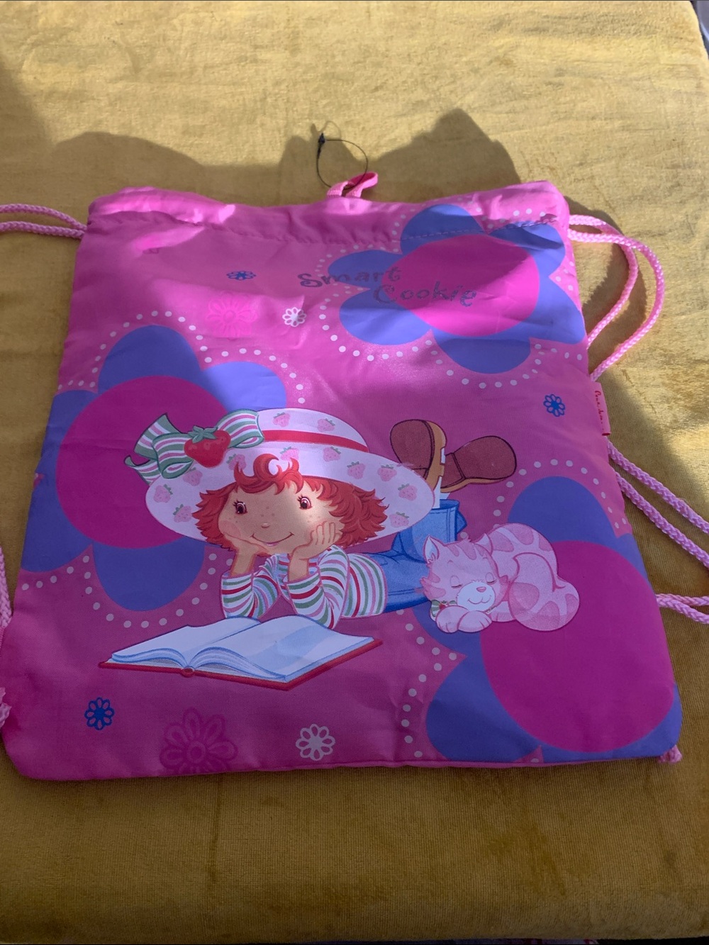 Pink 'Smart Cookie' Strawberry Shortcake Drawstring Bag